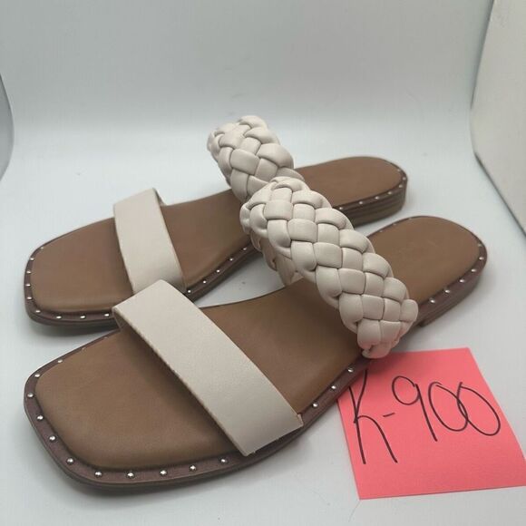 CUSHIONAIRE Women's braided slide sandal +Memory Foam 8.5 WHITE - Picture 3 of 7